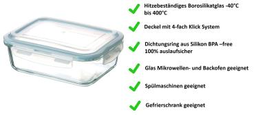 Preview: Frischhaltedose aus Glas Hermetique 650ml - 17x13x7cm